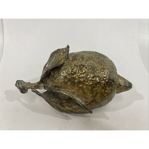 Vintage Silverplate Lemon Fruit Paperweight Patina 4.25" MCM